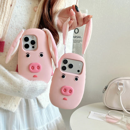 PIG フェイス 耳付き ブタ iPhoneケース｜3D 立体モチーフ #240315