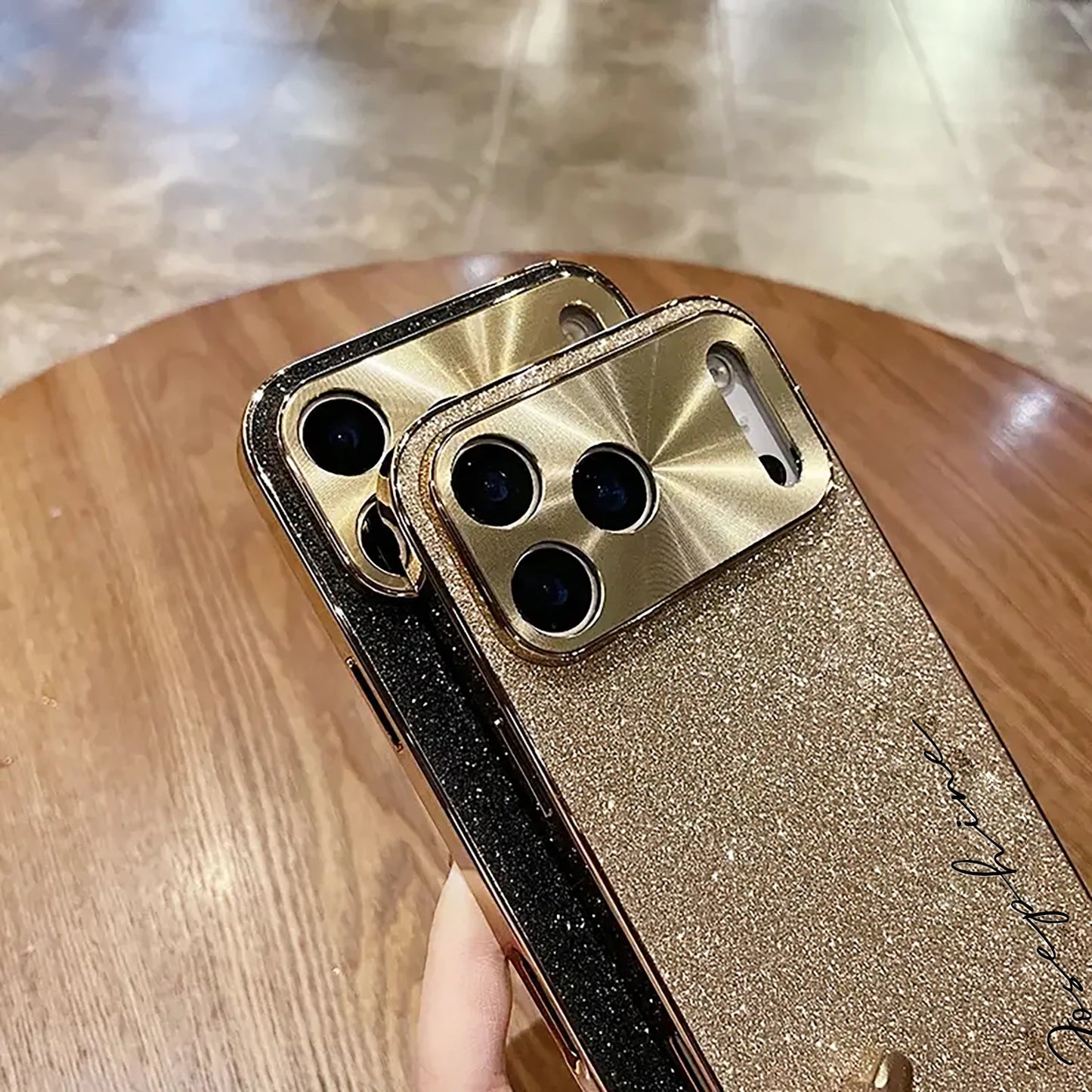 【カスタムシリーズ】ラメグリッター 名入れ スマホケース 縦書き｜iPhone対応 #240716