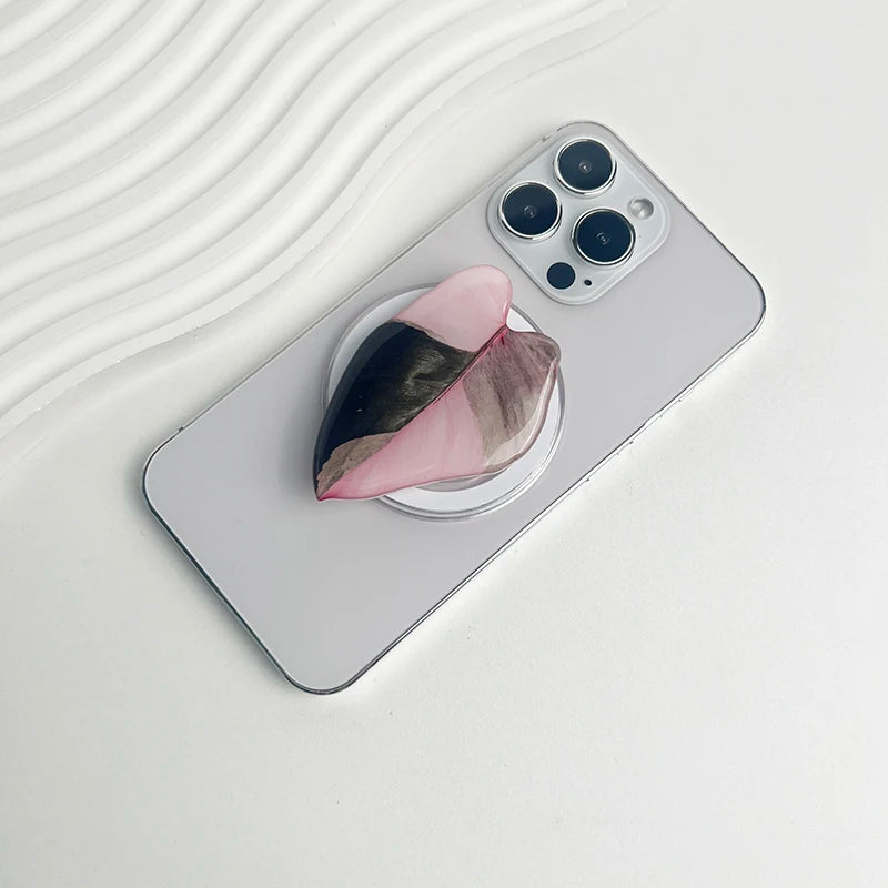 スマホグリップ｜ボタニカル リーフデザイン スマホスタンド 落下防止 #260426