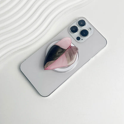 スマホグリップ｜ボタニカル リーフデザイン スマホスタンド 落下防止 #260426