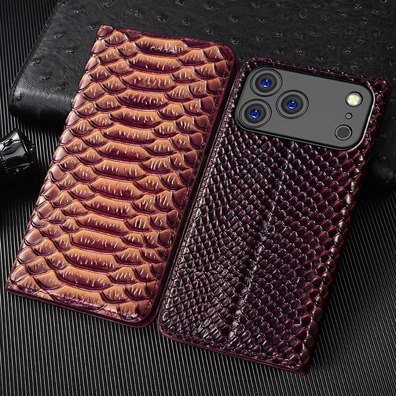 【本革シリーズ】ブックスタイル クロコダイル調 レザー型押し 手帳型 iPhoneケース #240131