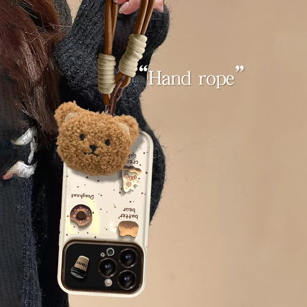 【カフェベア】くまちゃんチャーム ×コーヒービーンズ ドーナツ スマホケース｜iPhone対応 #250226