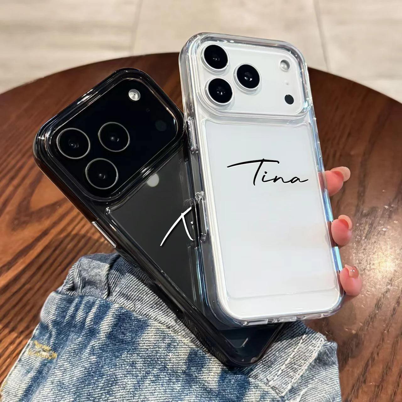 【カスタムシリーズ】クリアフレーム シンプル 名入れ スマホケース｜iPhone対応 #240719