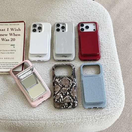 【フリップミラー】コンパクトミラー 鏡付き 多機能  スマホケース｜iPhone対応 #241019