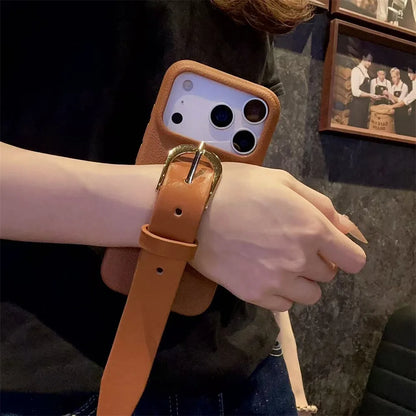 【レザーシリーズ】ベルトデザイン 高級感 レザー調 スマホケース｜iPhone対応 #251124