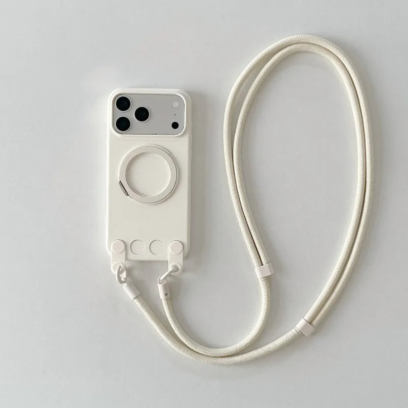 【ショルダーストラップ付き】シリコン リングスタンド iPhoneケース｜くすみカラー・淡色 PCA #261285