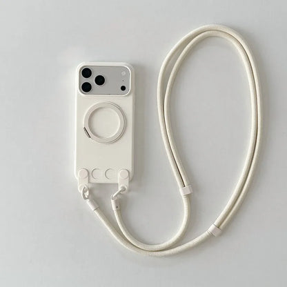 【ショルダーストラップ付き】シリコン リングスタンド iPhoneケース｜くすみカラー・淡色 PCA #261285