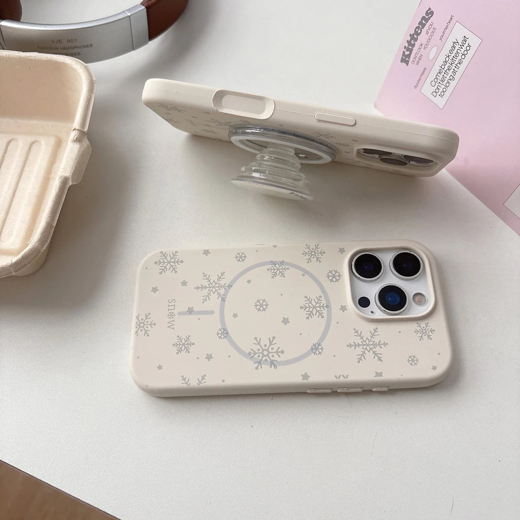 【Magnet内蔵】スノーフレーク ホワイトウィンター スマホケース｜iPhone対応 #241023
