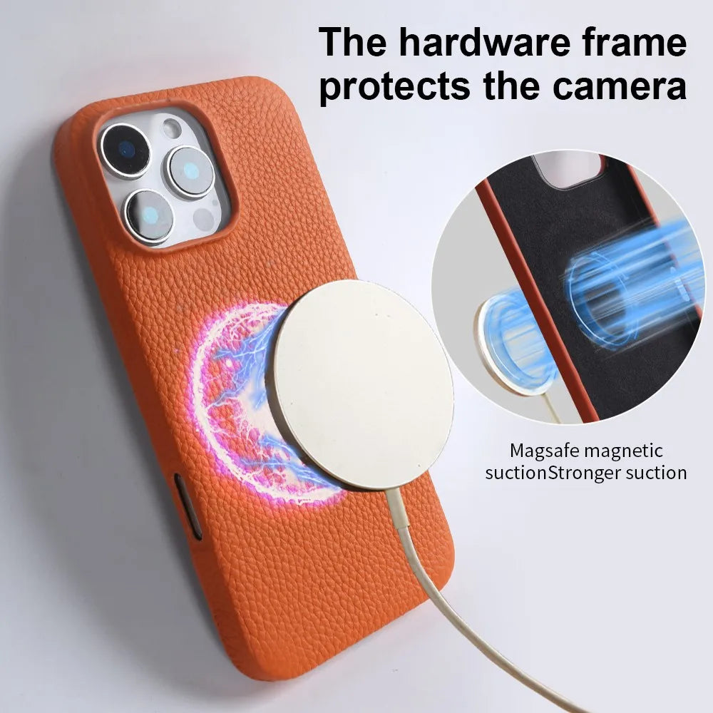 【Magnet内蔵】リアルレザー シンプル ハイグレード スマホケース｜iPhone対応 #241017