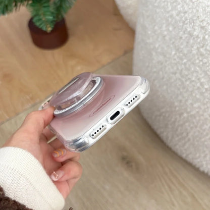 ぷっくりハートグリップ付き ふんわりチーク 滲み グラデデザイン iPhoneケース #240510