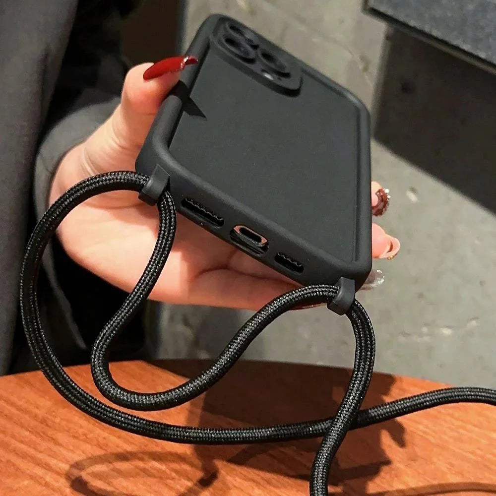 【シンプルシリーズ】無地ショルダーストラップ付き おしゃれ肩掛け スマホケース｜iPhone対応 #250901