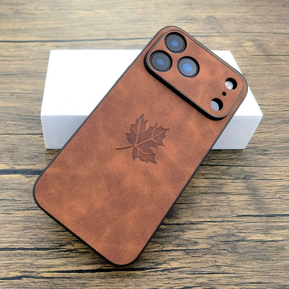 【マットシリーズ】リーフ 葉っぱデザイン 高級感 レザー調 シンプルスマホケース｜iPhone対応 #251111