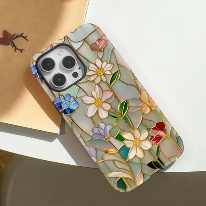 【ステンドブロッサム】ステンドグラス風 × フローラルアート スマホケース｜iPhone対応 #250701