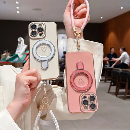ワンポイントハート リング＆ストラップ付き iPhoneケース #231220