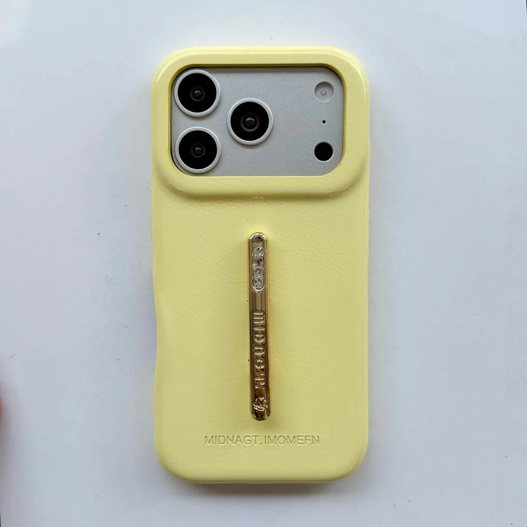 ビジューライン スリムグリップ iPhoneケース｜レザー調・高級感デザイン #231225