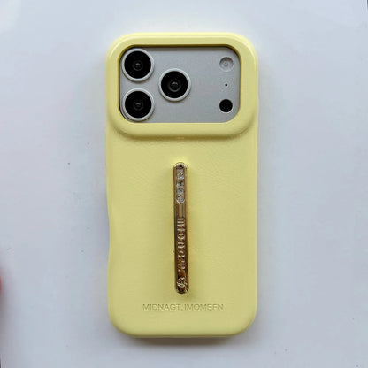 ビジューライン スリムグリップ iPhoneケース｜レザー調・高級感デザイン #231225