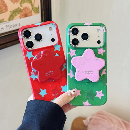 スターグリップ付き バイカラー iPhoneケース｜ポップデザイン・韓国風 #231212