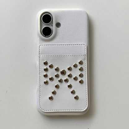 【ビジュースタッズリボン】ポケット付きクールデザインケース｜iPhone対応 #250717