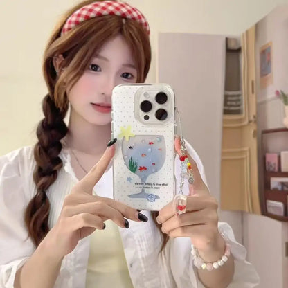 【アニマルシリーズ】金魚鉢デザイン 涼しげクリアスマホケース｜iPhone対応 #251025