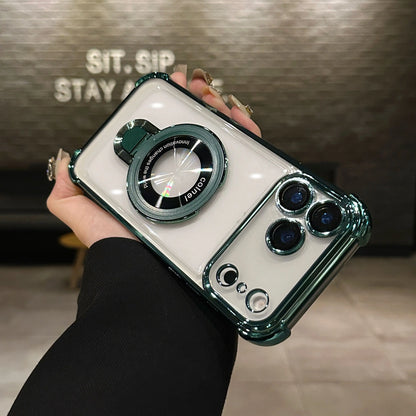 【クリアシリーズ】折りたたみ マグネットリングスタンド付き 高透明デザイン クリア スマホケース｜iPhone対応 #251126