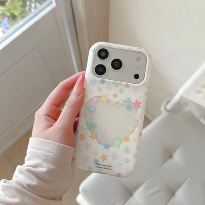 パステル カラフルスター ハートくり抜き iPhoneケース｜韓国ガーリー・星柄 #230824
