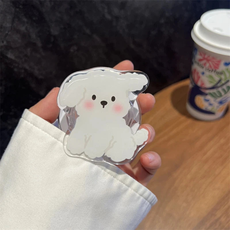 【スマホグリップ】ワンちゃん ホワイトドッグ | Magnet対応 #241117