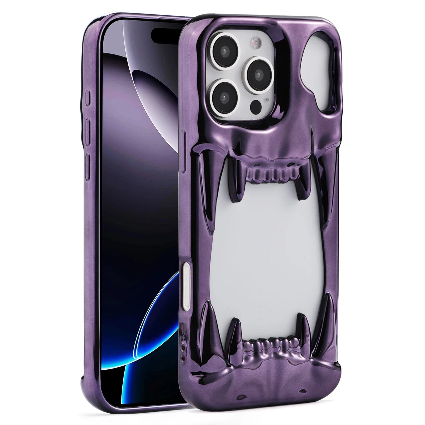 【メタリックファング】立体キバ × ミラーメタル スマホケース｜iPhone対応 #240812