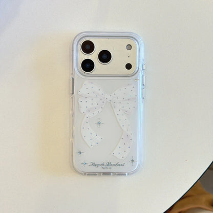 ビジュー ラメリボン ビーズストラップ付き クリア iPhoneケース #260602