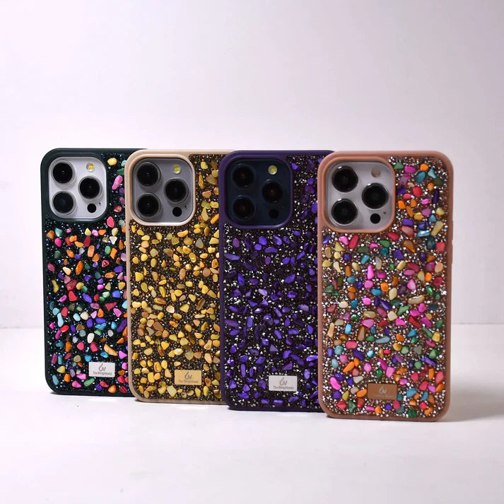 【キラキラビジューシリーズ】ミックスストーン グリッター  デコ スマホケース｜iPhone対応 #260119