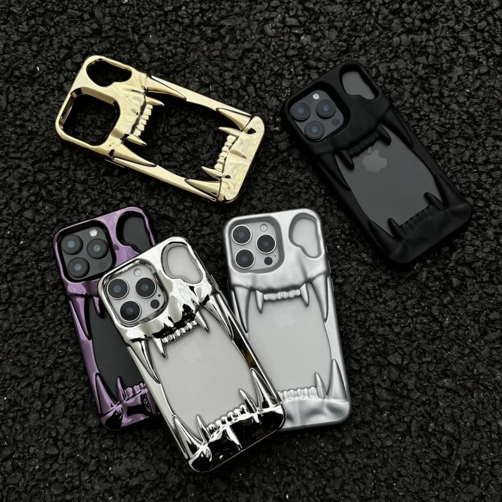 【メタリックファング】立体キバ × ミラーメタル スマホケース｜iPhone対応 #240812