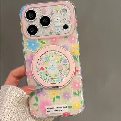 フラワードッグ クリア × Magnet リンググリップ iPhoneケース｜パステル・韓国デザイン #231108