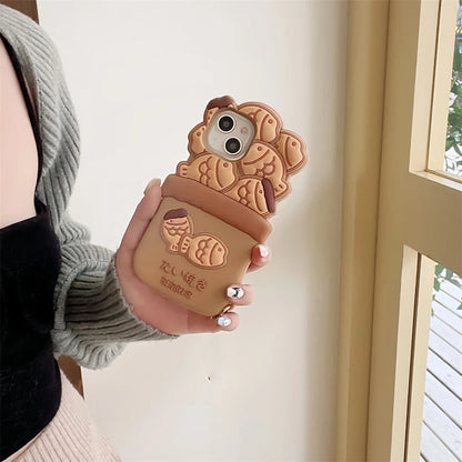 【シリコン】3D たい焼き iPhoneケース｜チャーム付き・ゆるかわ PCA #261294