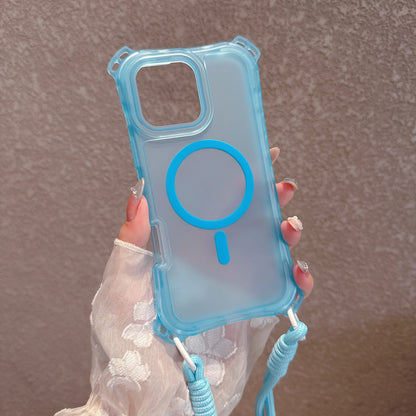 ビビッドカラー バンパー ストラップ付き Magnet内蔵 iPhoneケース｜クリア・ポップ #260057