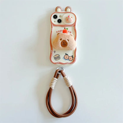 【アニマルぬいぐるみシリーズ】 カピバラ 立体ふわもこケース｜iPhone対応 #240907