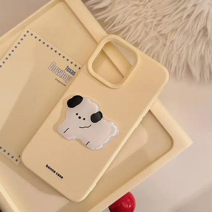 【ボヌールドッグ】くすみパステル×わんこモチーフ スマホケース｜iPhone対応 #250220