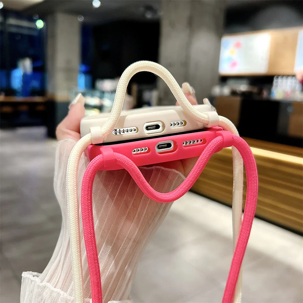 【シンプルシリーズ】無地ショルダーストラップ付き おしゃれ肩掛け スマホケース｜iPhone対応 #250901