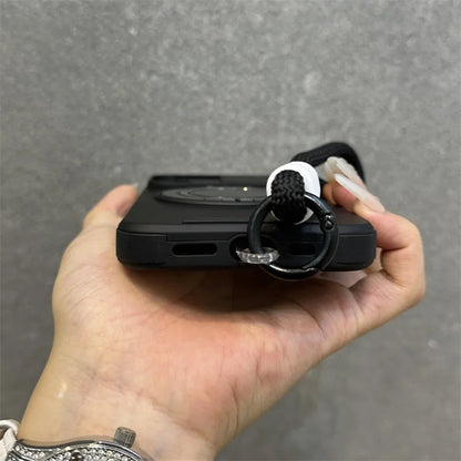 【耐衝撃シリーズ】カメラレンズカバー付き 折りたたみリングスタンド ストラップ付き スマホケース｜iPhone対応 #251226