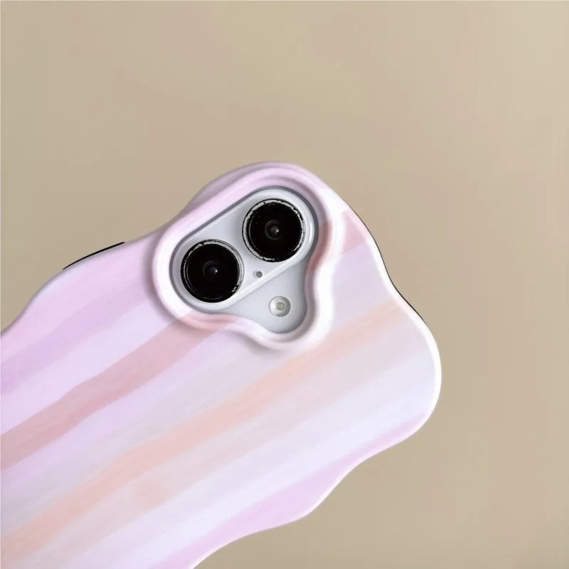 ふんわり滲みカラー グラデーションストライプ ウェーブケース｜iPhone対応 #260319