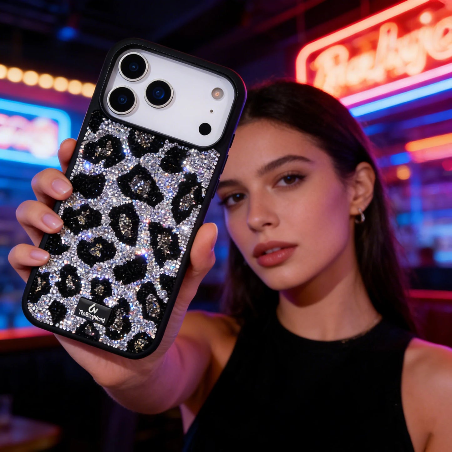 【キラキラビジューシリーズ】フルラインストーン ヒョウ柄 レオパード グリッター デコ スマホケース｜iPhone対応 #260113