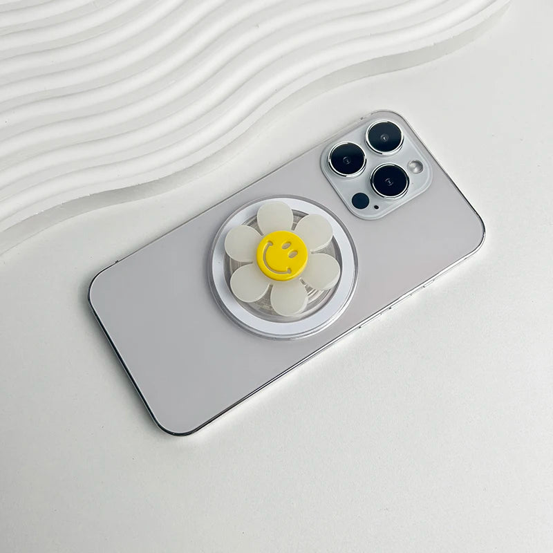 【スマホグリップ】スマイル ニコちゃん デイジーフラワー | Magnet対応 #241105