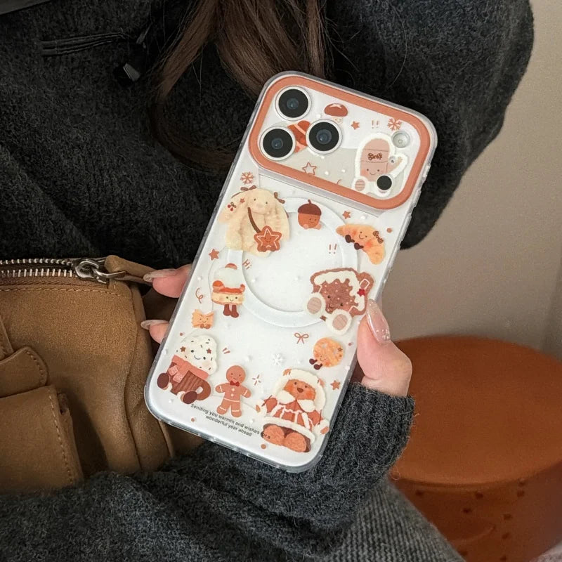 雪んこくまさん ベア スイーツ イラスト グリップ付き Magnet内蔵 iPhoneケース #240502