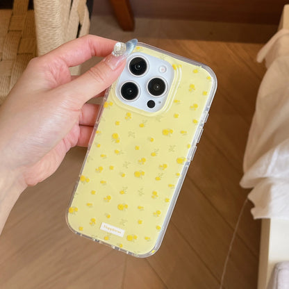 【小花柄×ミラーグリップ】春色ナチュラルデザインのクリアケース｜iPhone対応 #250512