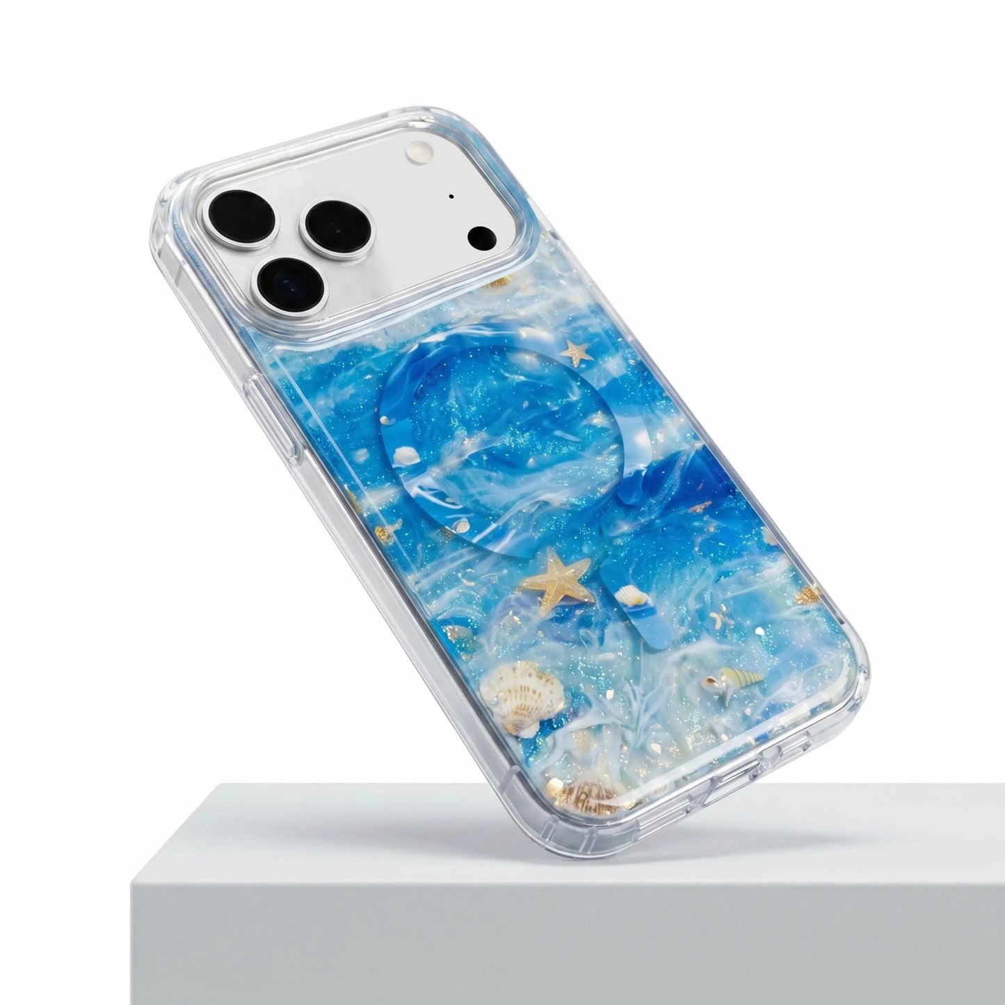 海の世界 ヒトデシェルデザイン Magnet内蔵 iPhoneケース｜マリン・幻想的 #260097