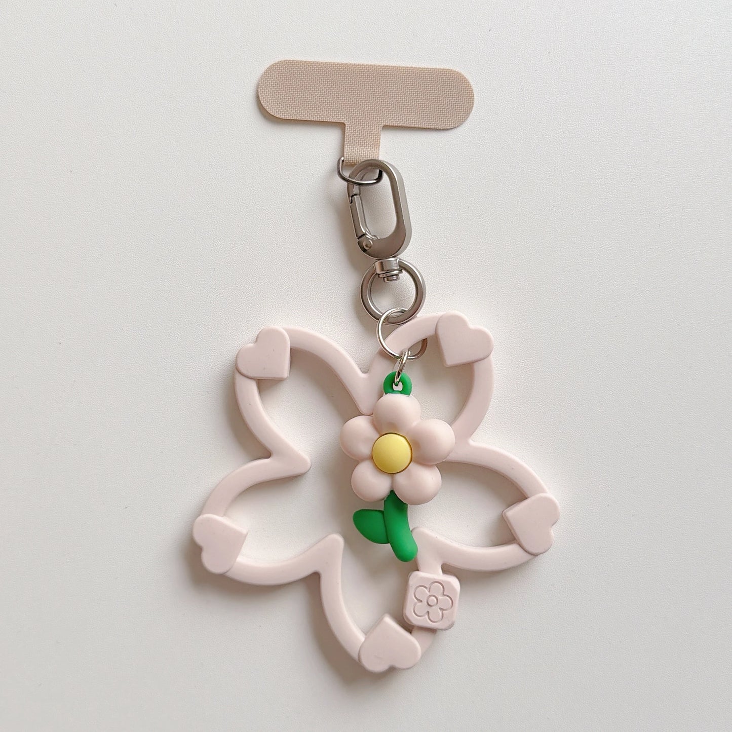 【ストラップ】ぷっくり桜が華やか 韓国風3Dフラワースマホストラップ（ホルダーシート付き）#261168