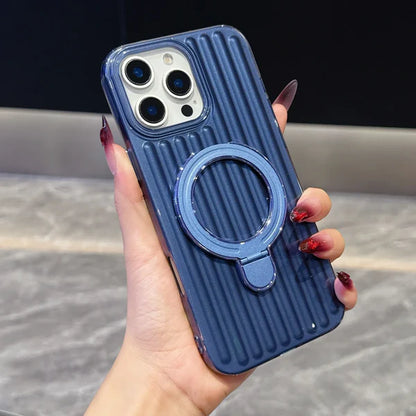 【ストライプ】iPhoneケース Magnet内蔵 リング付き ｜縦ライン スマホカバー オフィス #260524