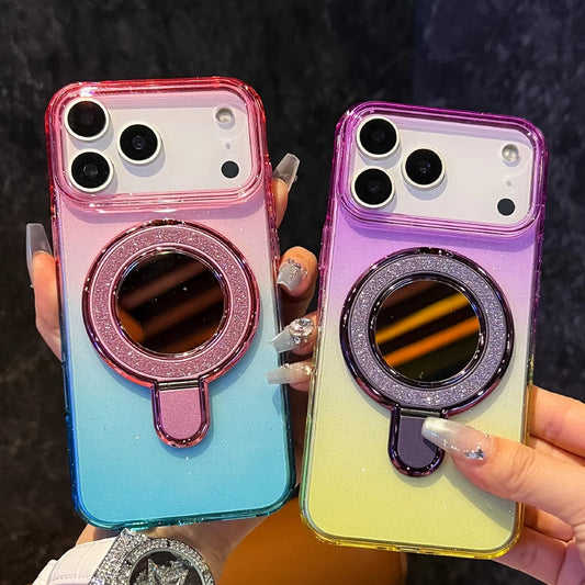 バイカラー クリアグラデーション Magnet内蔵 iPhoneケース｜ミラー リンググリップ #230727