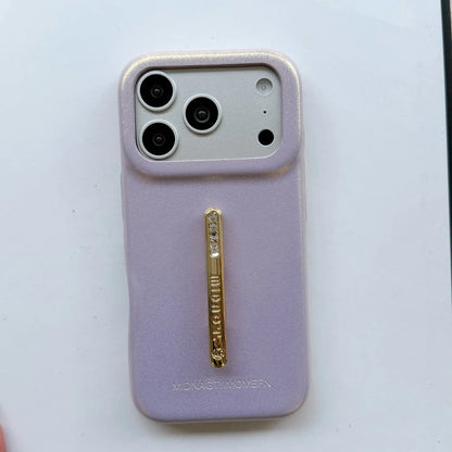 ビジューライン スリムグリップ iPhoneケース｜レザー調・高級感デザイン #231225