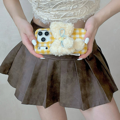 もこもこリボン チェック柄 iPhoneケース #240506