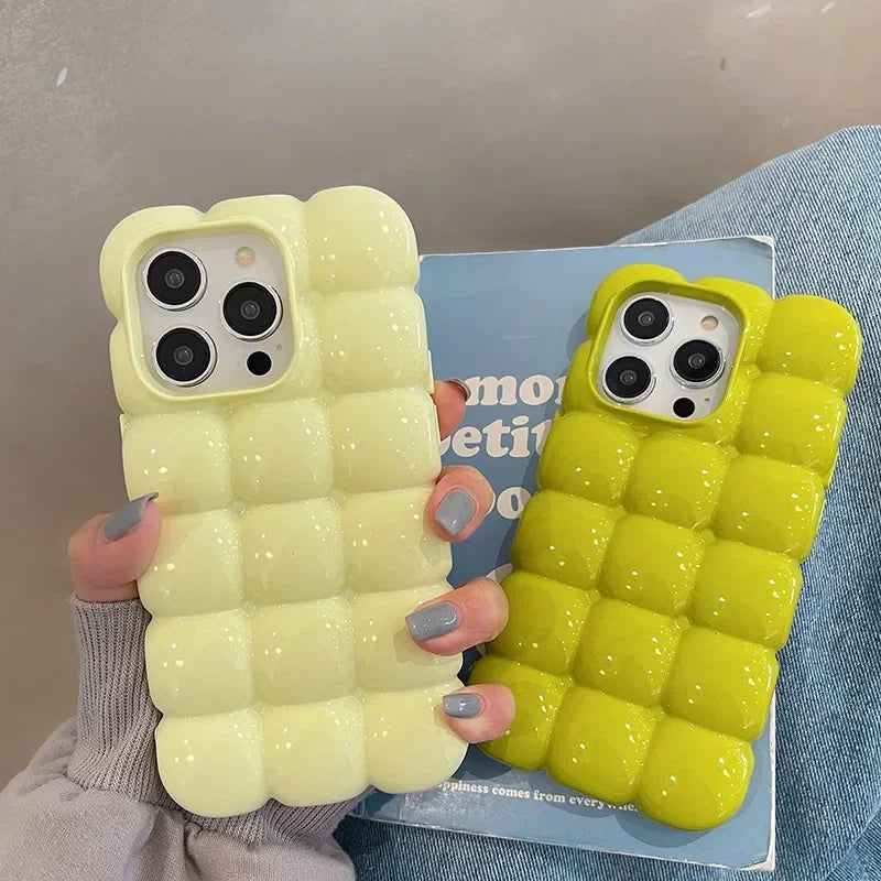 【ぽこぽこブロック】ぷっくりバブルスマホケース｜iPhone対応 #250702