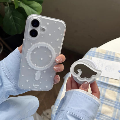 【ウイング・スターホルダー】雲 クリア デザインケース｜iPhone対応 #250520